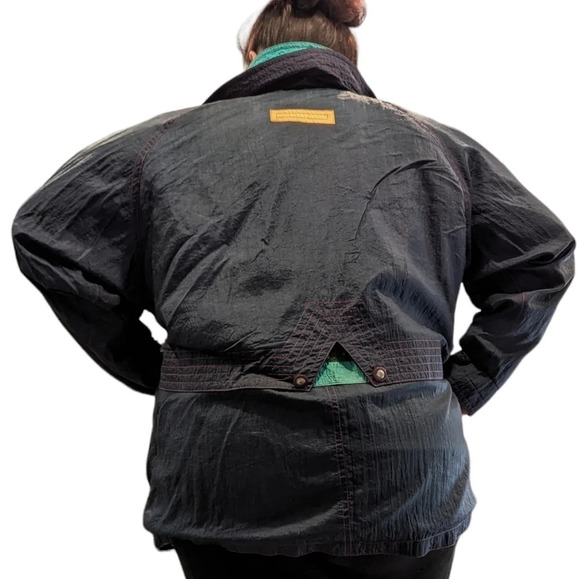 Vintage 80s Nuage Multicolour Navy Yellow Pink Wind Breaker Jacket Size 44 3XL - Picture 3 of 16